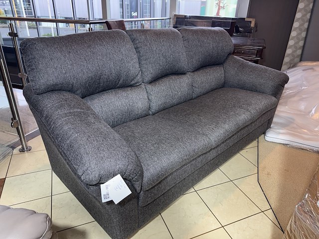 3-zits bank, antraciet stof, houten poten - afbeelding 2 van  4