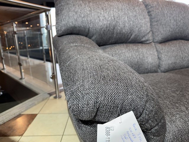 3-zits bank, antraciet stof, houten poten - afbeelding 3 van  4