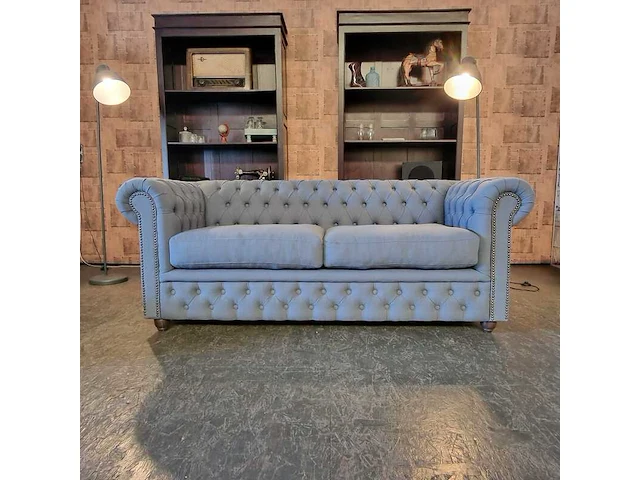 3-zits bank chesterfield, bahama, blauw - afbeelding 1 van  2