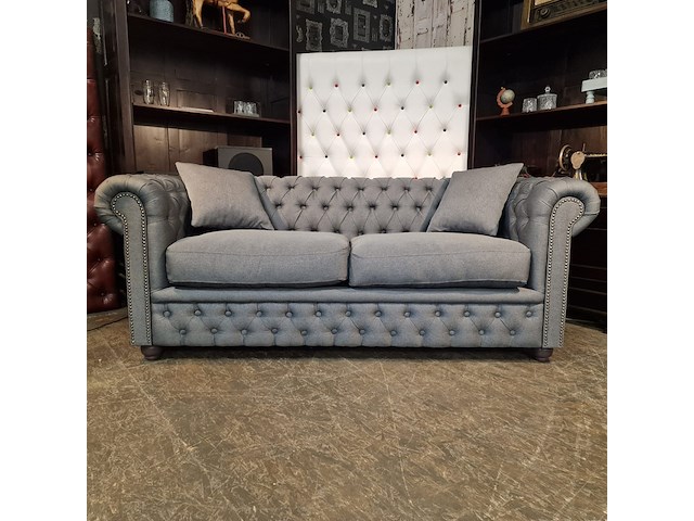 3-zits bank, chesterfield, bahama, blauw - afbeelding 1 van  11