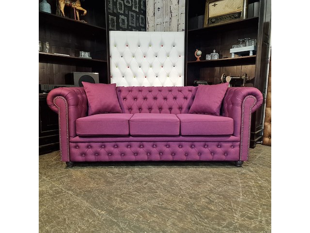 3-zits bank, chesterfield, bahama, roze - afbeelding 1 van  8