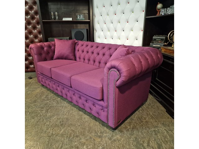 3-zits bank, chesterfield, bahama, roze - afbeelding 3 van  8