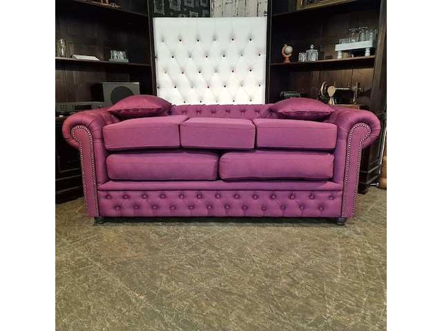 3-zits bank, chesterfield, bahama, roze - afbeelding 7 van  8