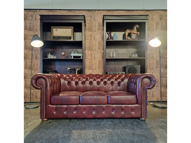 3-zits bank chesterfield, basic, rood - afbeelding 1 van  6