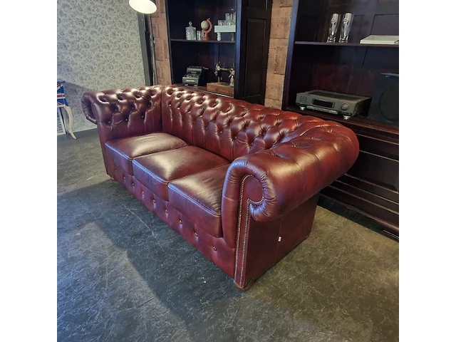 3-zits bank chesterfield, basic, rood - afbeelding 2 van  6