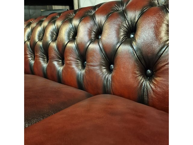 3-zits bank chesterfield, brighton, rood - afbeelding 4 van  5