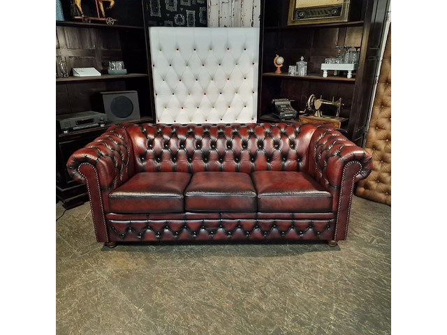 3-zits bank chesterfield, brighton, rood - afbeelding 5 van  5