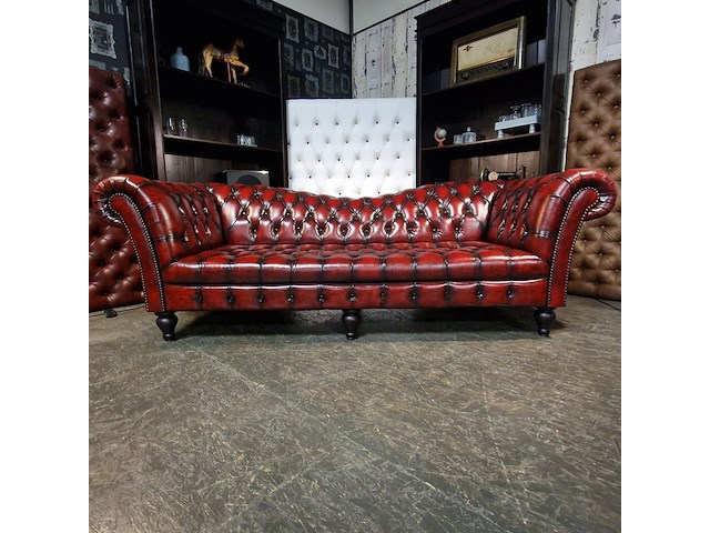 3-zits bank chesterfield, butterfly, rood - afbeelding 1 van  6