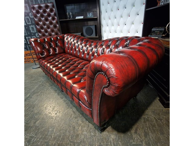 3-zits bank chesterfield, butterfly, rood - afbeelding 2 van  6