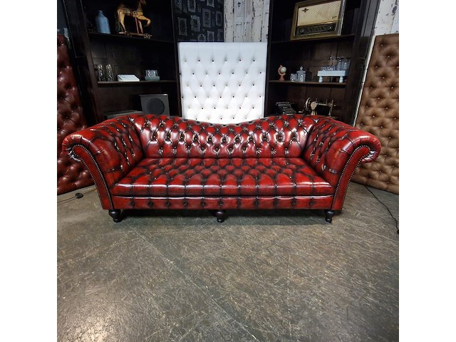 3-zits bank chesterfield, butterfly, rood - afbeelding 3 van  6