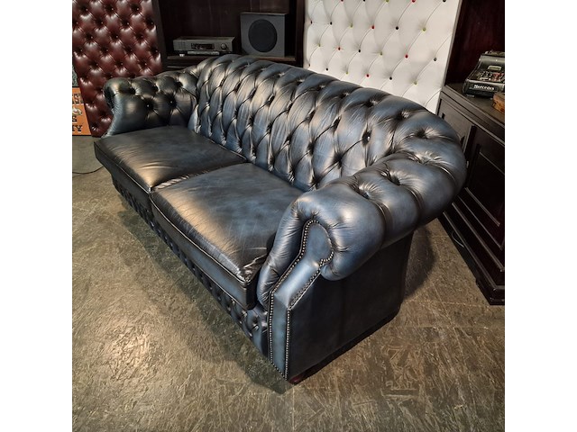 3-zits bank chesterfield, charlston, blauw - afbeelding 4 van  5