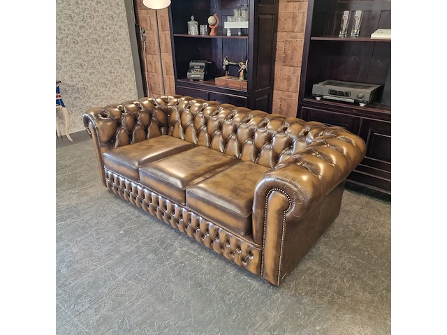 3-zits bank chesterfield, chesham, geel/goud - afbeelding 4 van  9
