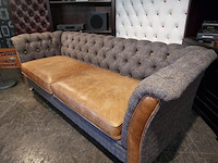 3-zits bank chesterfield, geranium, grijs - afbeelding 2 van  3