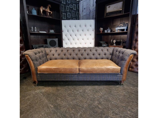 3-zits bank chesterfield, geranium, grijs - afbeelding 3 van  3