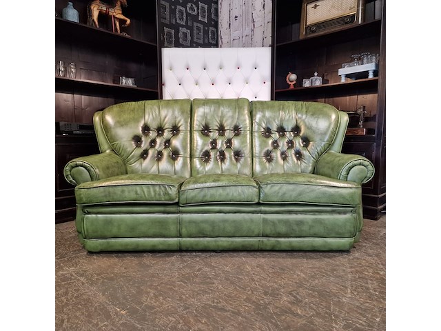 3-zits bank chesterfield, haeck, groen - afbeelding 1 van  5