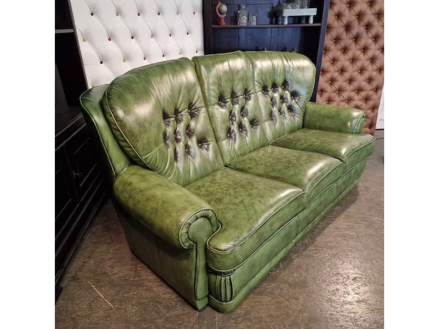 3-zits bank chesterfield, haeck, groen - afbeelding 2 van  5