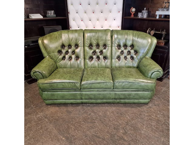 3-zits bank chesterfield, haeck, groen - afbeelding 3 van  5