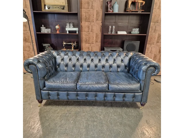 3-zits bank chesterfield, ingleton, blauw - afbeelding 2 van  7
