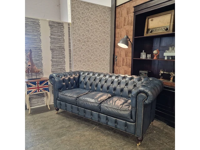 3-zits bank chesterfield, ingleton, blauw - afbeelding 3 van  7