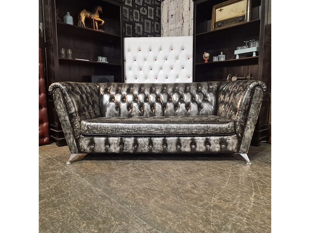 3-zits bank chesterfield, royal, zilver - afbeelding 1 van  4