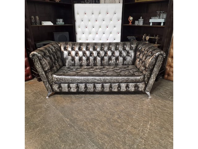 3-zits bank chesterfield, royal, zilver - afbeelding 2 van  4