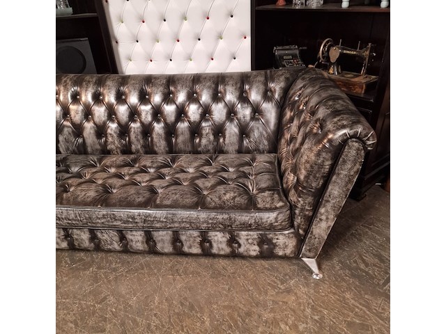 3-zits bank chesterfield, royal, zilver - afbeelding 3 van  4