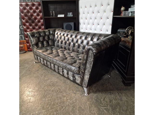 3-zits bank chesterfield, royal, zilver - afbeelding 4 van  4