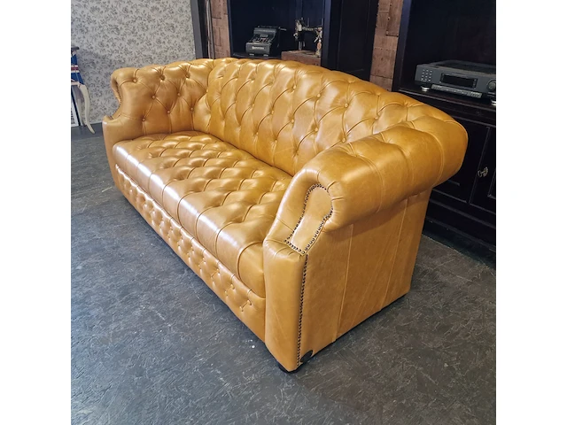 3-zits bank chesterfield, stamford, bruin - afbeelding 3 van  8
