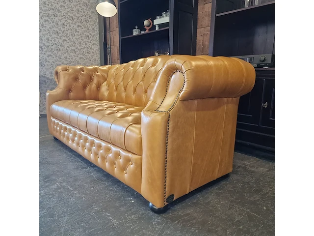 3-zits bank chesterfield, stamford, geel/bruin - afbeelding 4 van  8