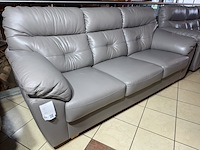 3-zits bank, grijs leer, houten poten - afbeelding 2 van  4