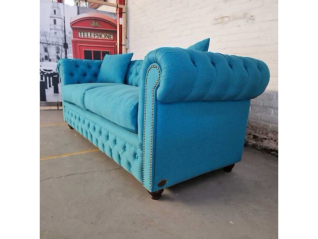 3-zitsbank chesterfield, bahama, blauw - afbeelding 4 van  9
