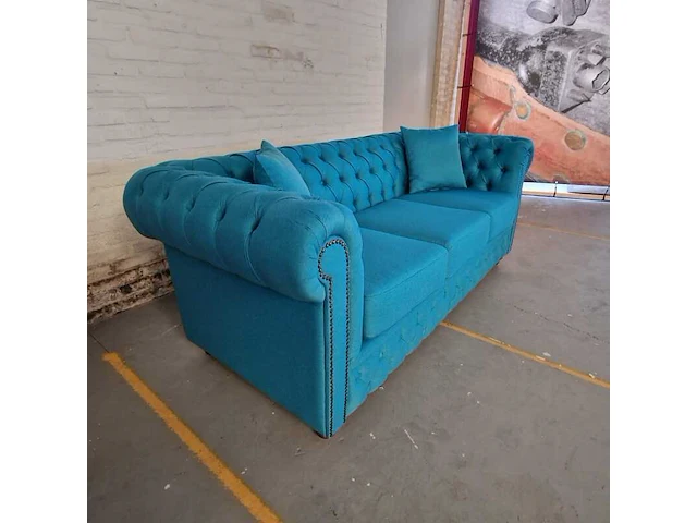 3-zitsbank chesterfield, bahama, blauw - afbeelding 7 van  9