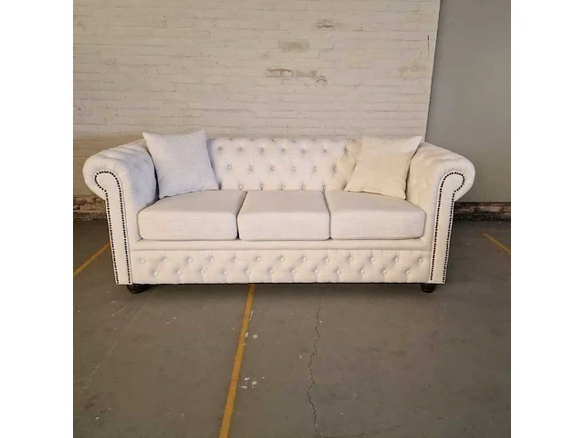 3-zitsbank chesterfield, bahama, creme - afbeelding 4 van  7