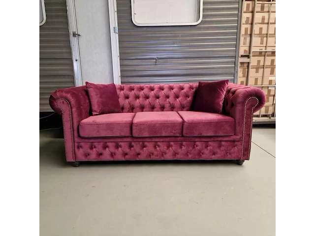 3-zitsbank chesterfield, brighton, paars - afbeelding 2 van  5