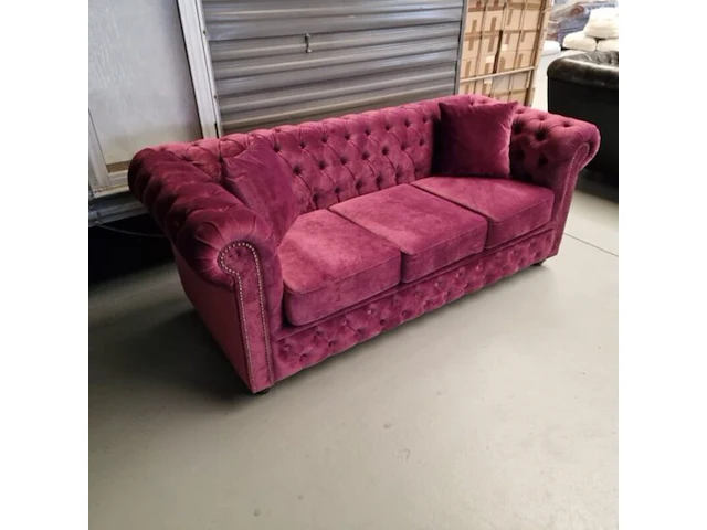 3-zitsbank chesterfield, brighton, paars - afbeelding 3 van  5