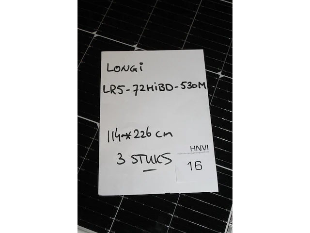 3 zonnepanelen longi lr5-72hibo-530m. afmeting 116x226 cm. - afbeelding 2 van  2