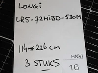 3 zonnepanelen longi lr5-72hibo-530m. afmeting 116x226 cm. - afbeelding 2 van  2