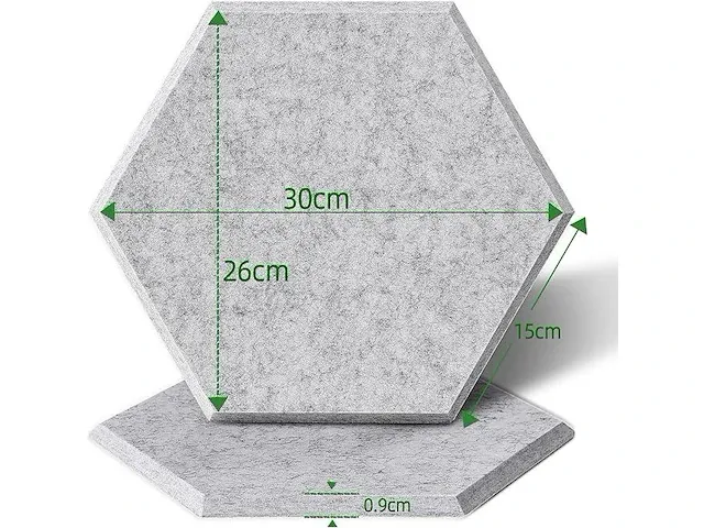 30 cm x 26 cm x 0,9 cm, verpakking van 20 akoestische absorptiepanelen - afbeelding 3 van  3