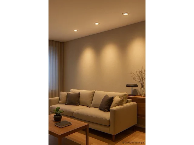30 x inbouw led spot – 7w – draaibaar – zilver – 3000k warm wit – ø70mm – ip20 - afbeelding 1 van  4
