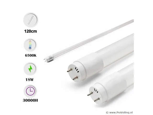 30 x led tube 18w 120 cm 6500k koud wit - afbeelding 1 van  5