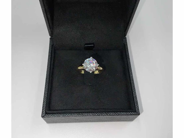 3.00 karaat diamanten solitaire ring in geel goud - afbeelding 1 van  6