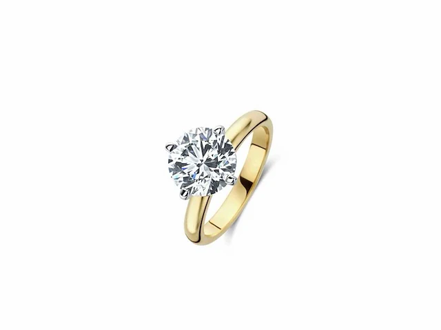 3.00 karaat diamanten solitaire ring in geel goud - afbeelding 3 van  6