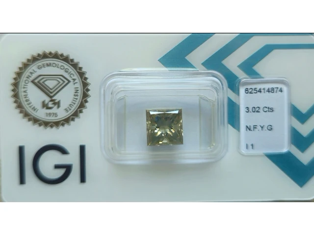 3.02 ct natuurlijk diamant ( igi gecertificeerd ), natuurlijke fancy yellowish green - afbeelding 1 van  11