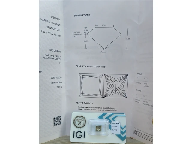 3.02 ct natuurlijk diamant ( igi gecertificeerd ), natuurlijke fancy yellowish green - afbeelding 9 van  11