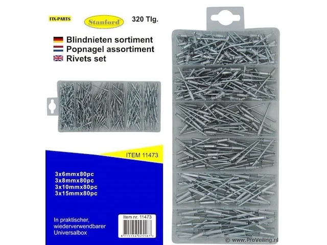320-delige set met alu popnagels/rivet - afbeelding 1 van  1