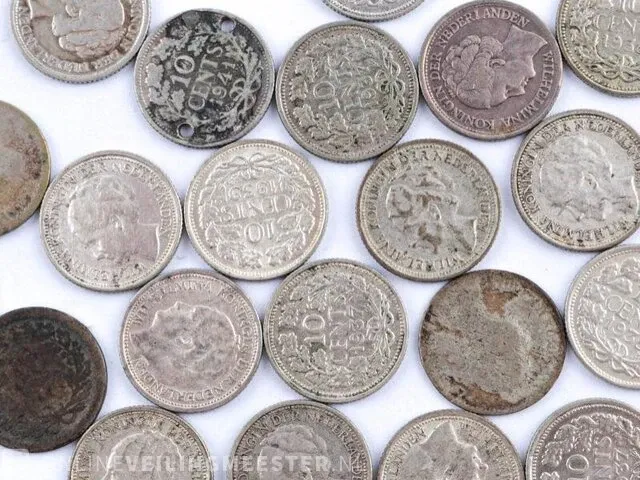 33 zilveren munten koningin wilhelmina - afbeelding 8 van  10