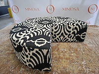3/4 ronde poef zwart wit gestoffeerd - afbeelding 6 van  7