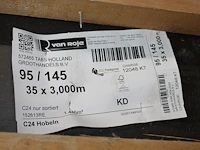 35 vurenhouten geschaafde balken 95 x 145 mm en lengte 300 cm (1,446 m3). let op! kavel is onderdeel van co... onderdeel van combinatiekavel combinatiekavel van kavels b238 t/m b244 zijnde 234 vurenhouten geschaafde balken 95 x 145 mm en lengte 300 cm (1,446 m3). - afbeelding 3 van  3