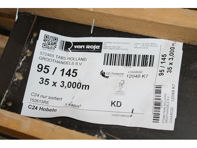 35 vurenhouten geschaafde balken 95 x 145 mm en lengte 300 cm (1,446 m3). let op! kavel is onderdeel van co... onderdeel van combinatiekavel combinatiekavel van kavels b238 t/m b244 zijnde 234 vurenhouten geschaafde balken 95 x 145 mm en lengte 300 cm (1,446 m3). - afbeelding 3 van  3