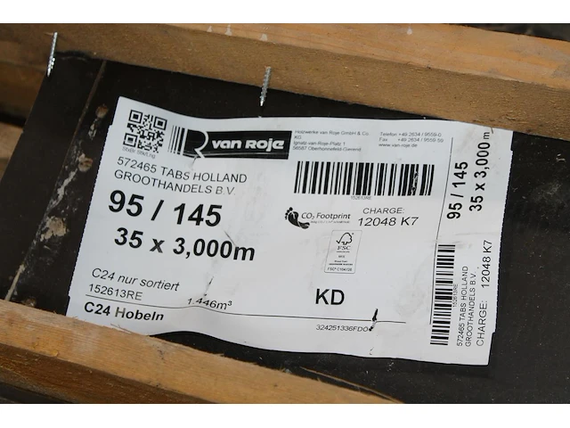 35 vurenhouten geschaafde balken 95 x 145 mm en lengte 300 cm (1,446 m3). let op! kavel is onderdeel van co... onderdeel van combinatiekavel combinatiekavel van kavels b238 t/m b244 zijnde 234 vurenhouten geschaafde balken 95 x 145 mm en lengte 300 cm (1,446 m3). - afbeelding 2 van  2